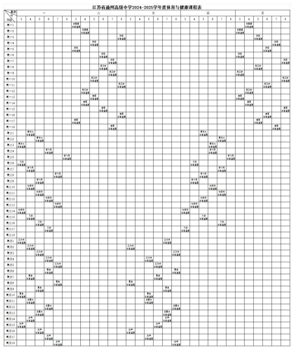 米兰体育中国有限公司2024-2025学年度体育与健康课程表 - 副本_00